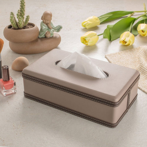 BowLift | LuxeTiera Leather Tissue Box Holder | Elegant handcrafted leatherite organizer for home, office, and car