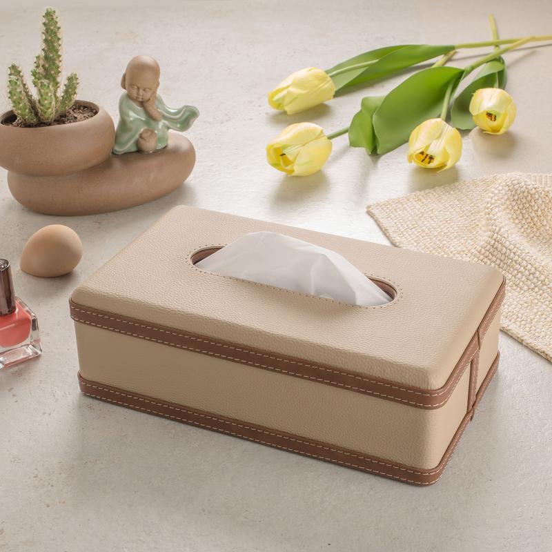 BowLift | LuxeTiera Leather Tissue Box Holder | Elegant handcrafted leatherite organizer for home, office, and car