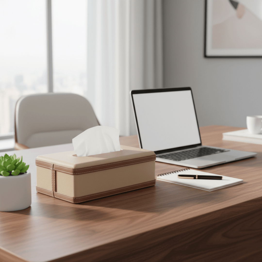 BowLift | LuxeTiera Leather Tissue Box Holder | Elegant handcrafted leatherite organizer for home, office, and car