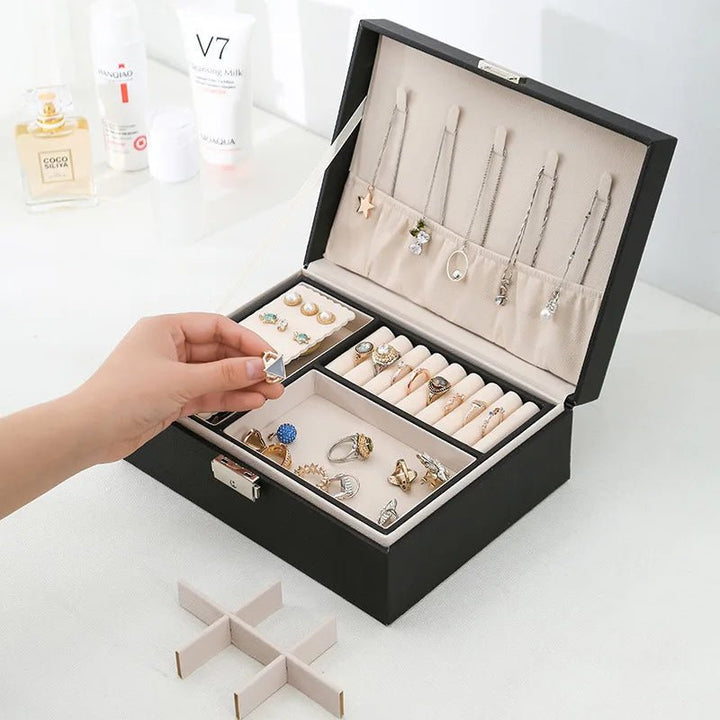 BowLift | LuxeWood – Elegant Wooden Jewelry Box with PU Leather