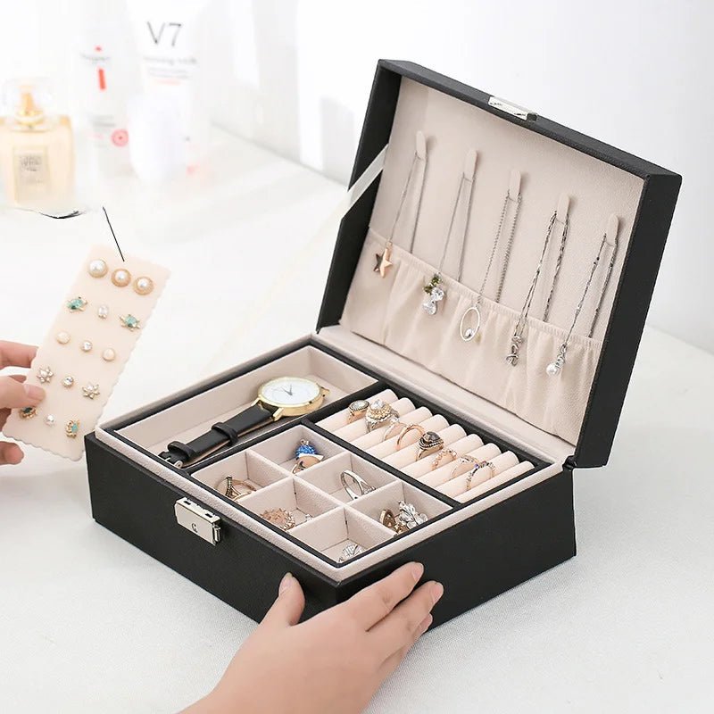 BowLift | LuxeWood – Elegant Wooden Jewelry Box with PU Leather