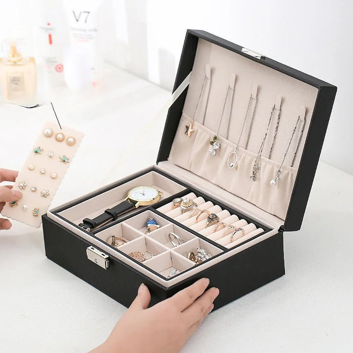 BowLift | LuxeWood – Elegant Wooden Jewelry Box with PU Leather