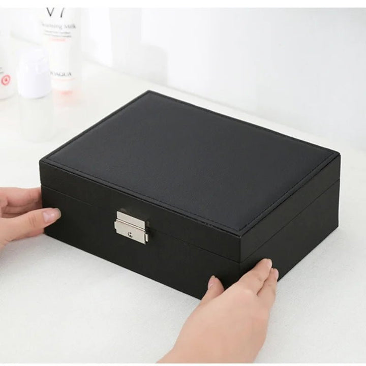 BowLift | LuxeWood – Elegant Wooden Jewelry Box with PU Leather