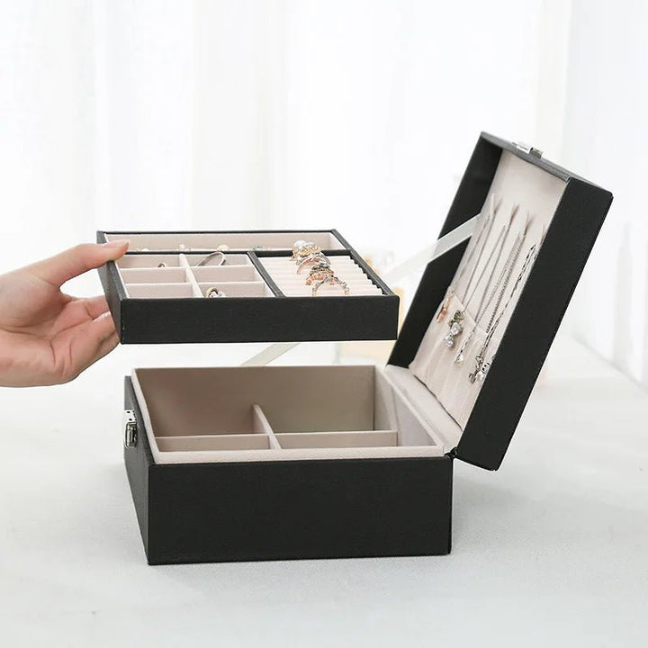 BowLift | LuxeWood – Elegant Wooden Jewelry Box with PU Leather