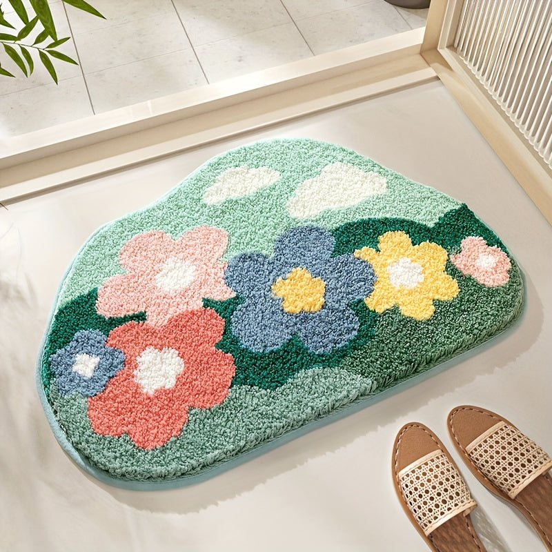 BowLift | Luxury Bath Mat with Floral Pattern, Extra Soft and Absorbent - Florina