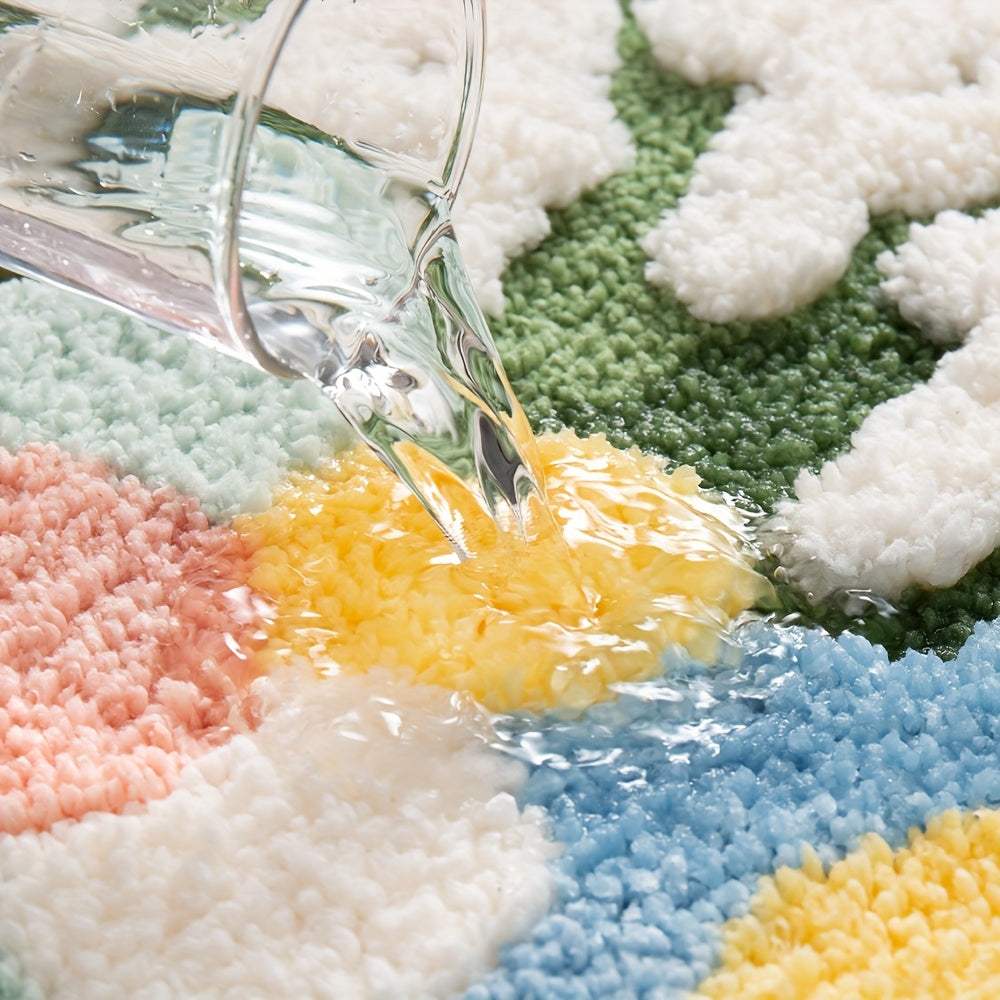 BowLift | Velvaflor Bathroom Mat Flower Pattern | Extra Soft & Non-Slip | 45x70 cm | 2 cm Thick