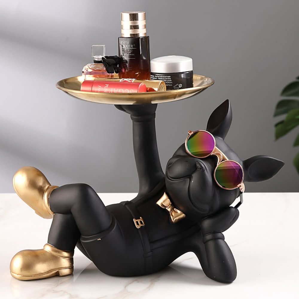 BowLift | Resin Bulldog Decor Tray Sculpture