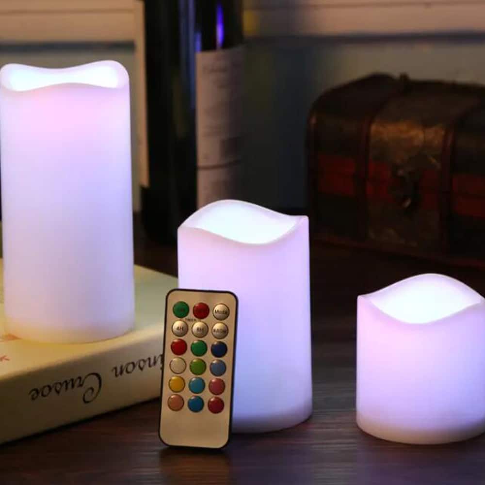 LED Candles - 3 pieces - 7.5/11.5/15 cm - with remote control - with color change | Bowlift