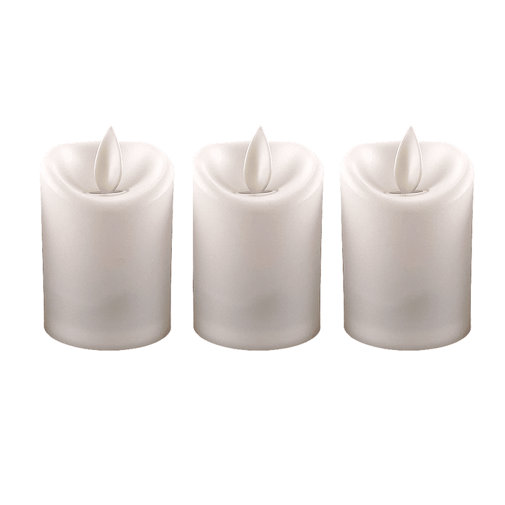 LED light white in plastic - with movable flame and remote control (3 pieces) | Bowlift