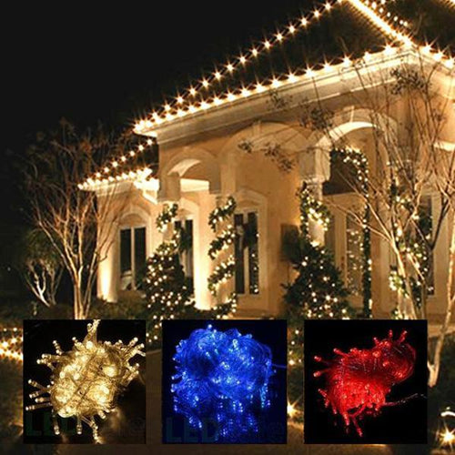 LED String Lights - 100 LED Indoor / Outdoor 10 Meter, warm white, red, green, multicolored or blue | Bowlift