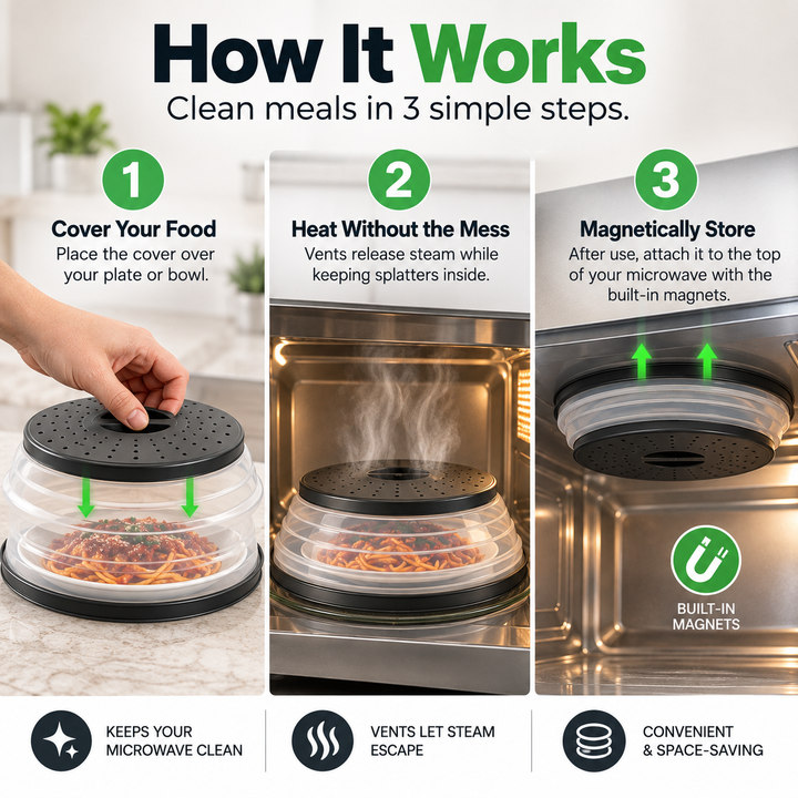 BowLift | Magnetic Microwave Splatter Cover