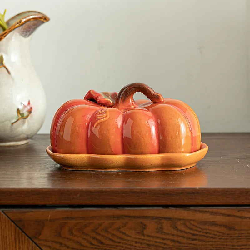 BowLift | Pumpkin-Shaped Ceramic Plate | Rustic Fall Tableware | Durable & Dishwasher Safe | PumpkinWare