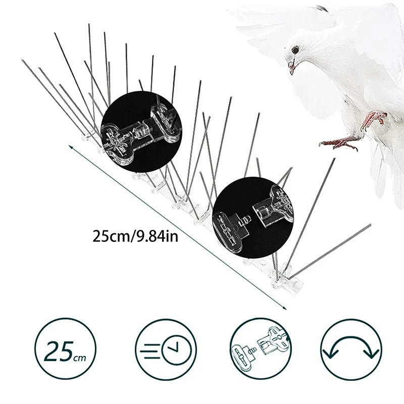 BowLift | 1PC Stainless Steel Pigeon Spikes And Bird Repeller Deterrent 25cm Balcony Anti-bird Repellent Thorn Nail Kit Pest Control