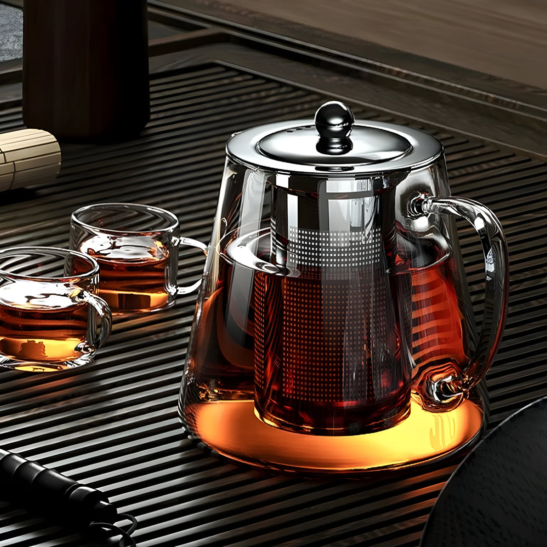 CrystalBrew Cup - Heat-resistant glass with stainless steel filter | Bowlift