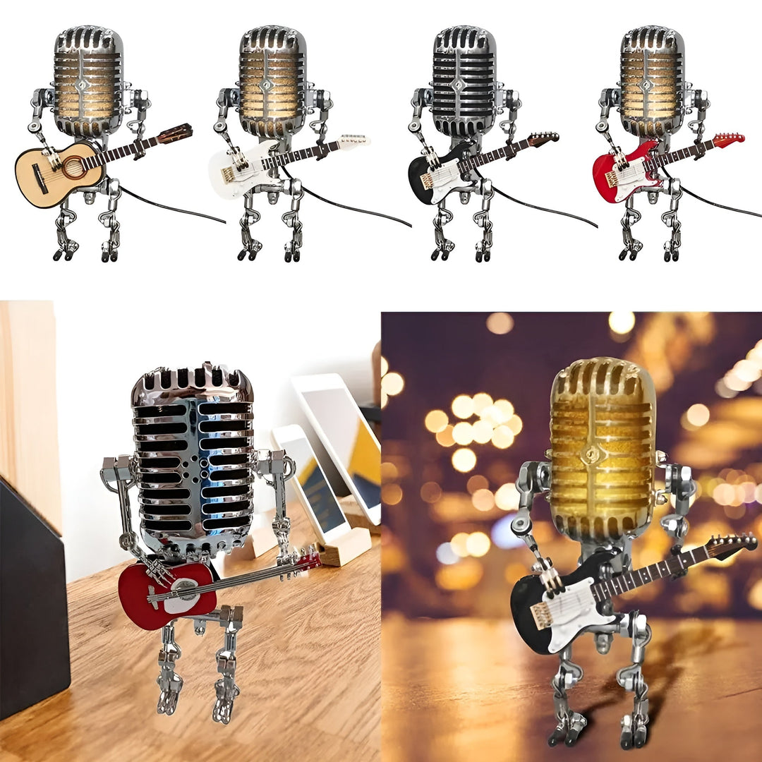 Robot lamp with guitar – LED decor in vintage style for desk | Bowlift