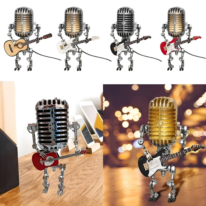 Robot lamp with guitar – LED decor in vintage style for desk | Bowlift