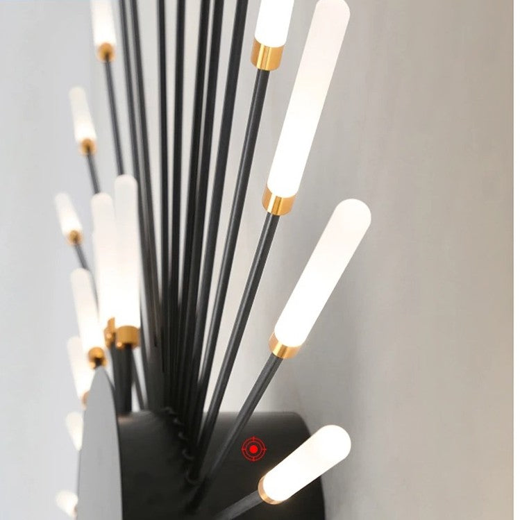 BowLift | Modern Industrial Ceiling Lamp Sputnik Fireworks | Black & Gold Finish. LED Lighting for Living Room. Dining Room & Bedroom Decor