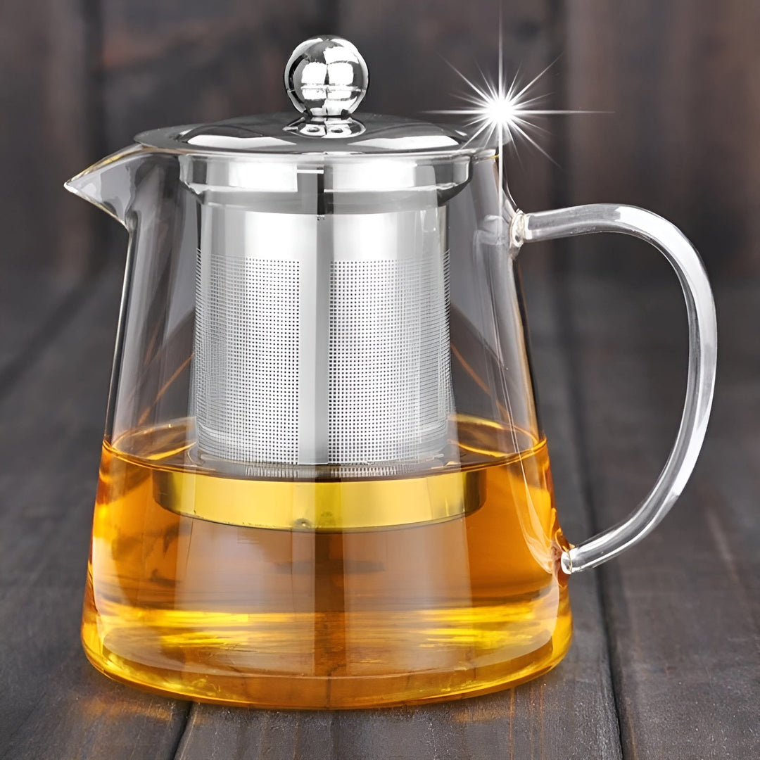 Heat-resistant tea set made of borosilicate glass – with filter | Ideal for brewing flower tea | Bowlift