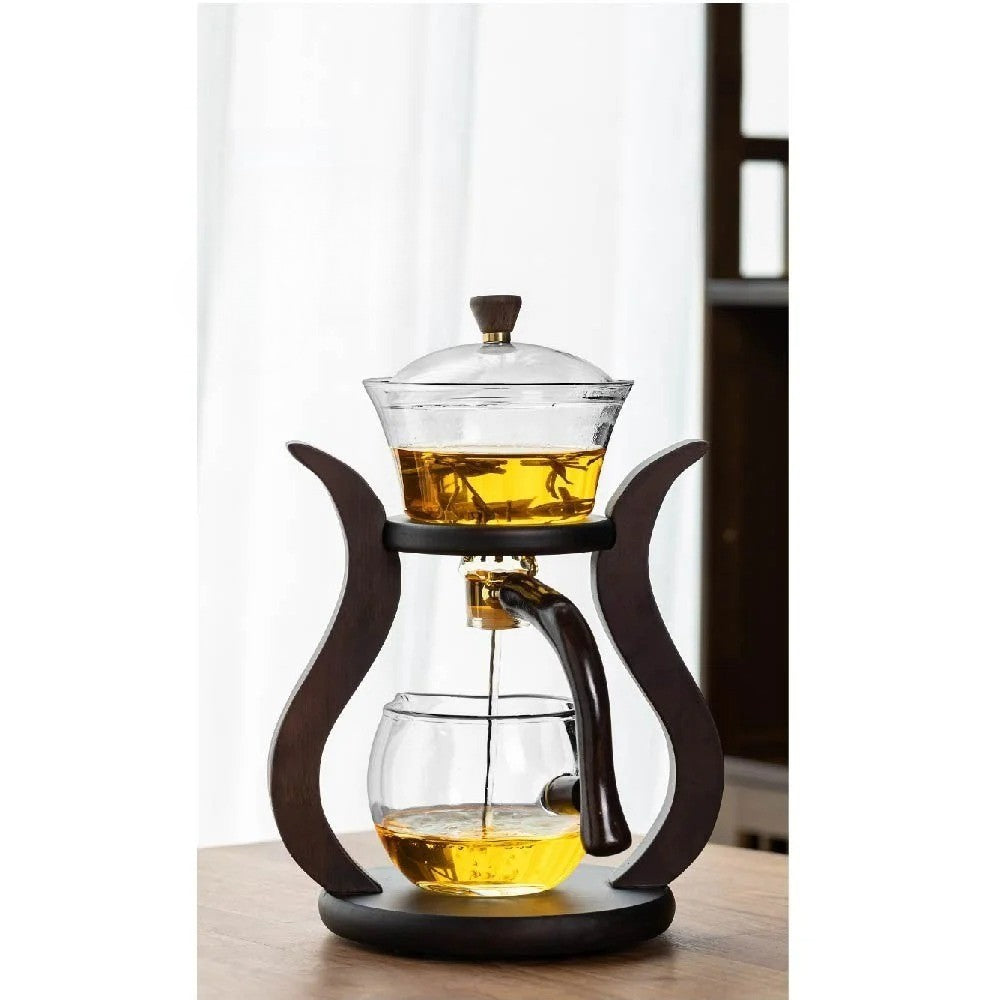 Glass Teaset with Magnetic Flow – Semi-Automatic Pot, Heat Resistant and Elegant | Bowlift