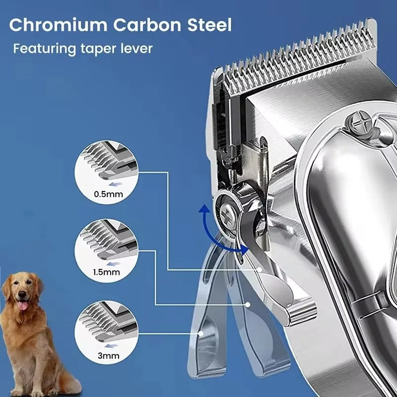 Professional Dog Hair Clipper All Metal Rechargeable Pet Trimmer Bowlift