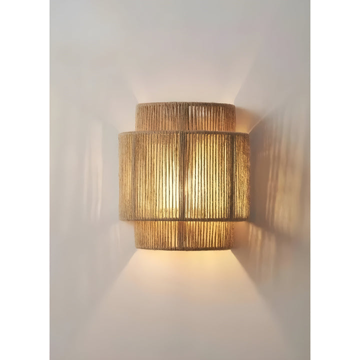 Contemporary Rattan Woven Wall Lamp - WeaveGlow | Bowlift