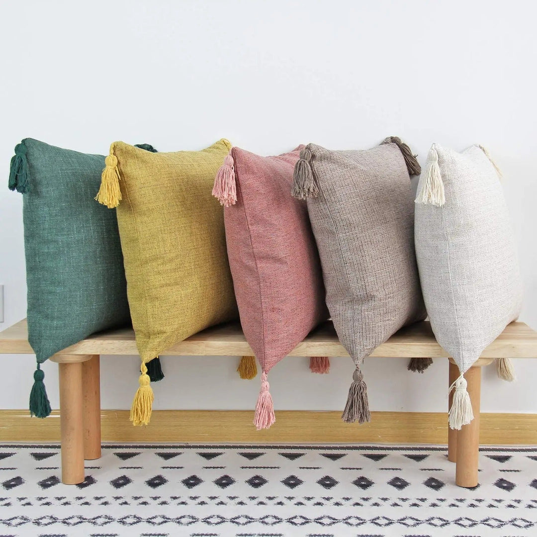 BowLift | ImperialRest Cushion Cover - Elegant Linen Cushion Cover with Playful Tassels for Any Space