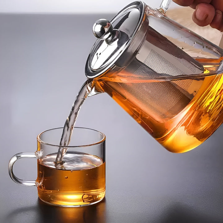 Heat-resistant tea set made of borosilicate glass – with filter | Ideal for brewing flower tea | Bowlift