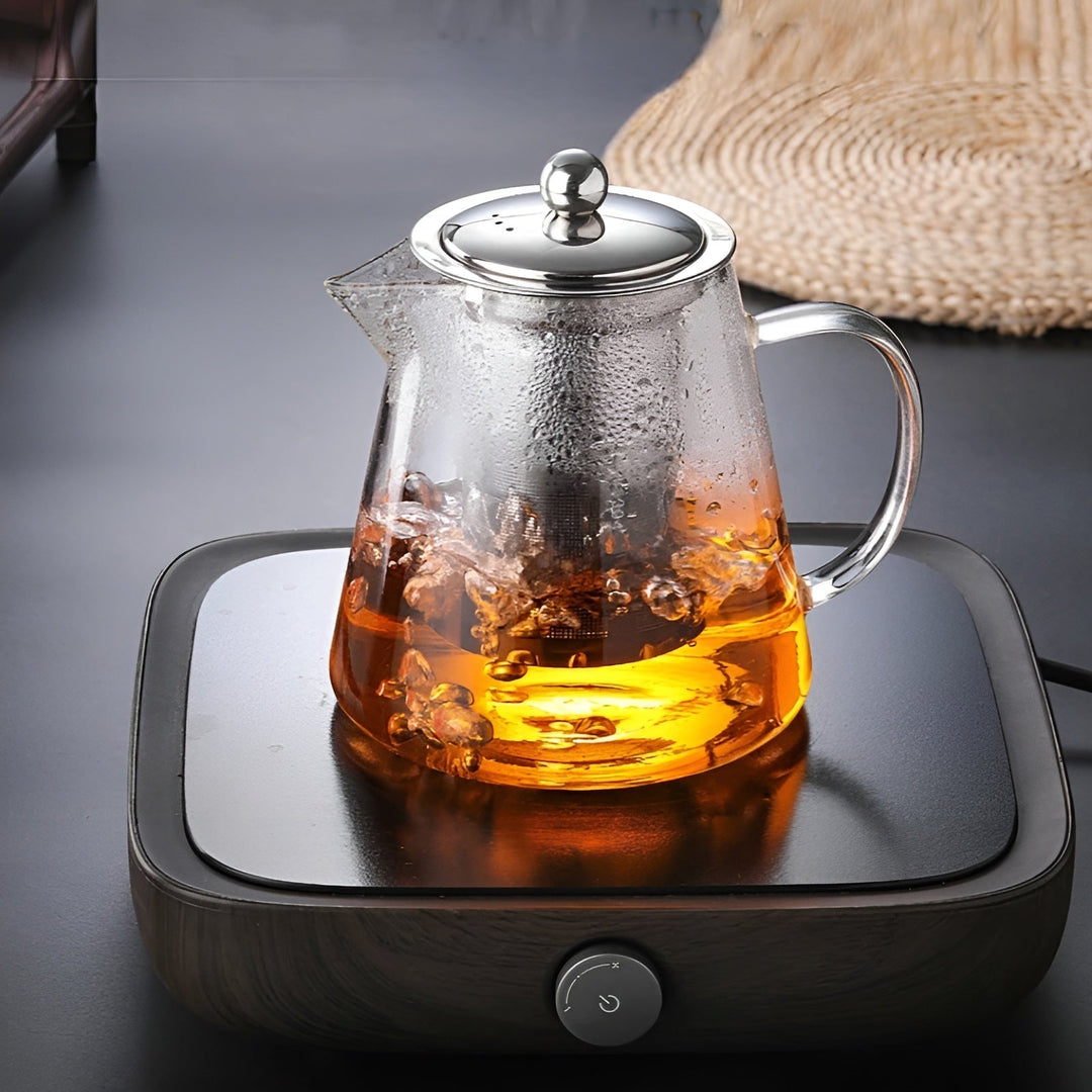 BowLift | Teekanne Claritéa | Borosilicate glass | With stainless steel filter & wooden lid | Heat resistant & dishwasher safe