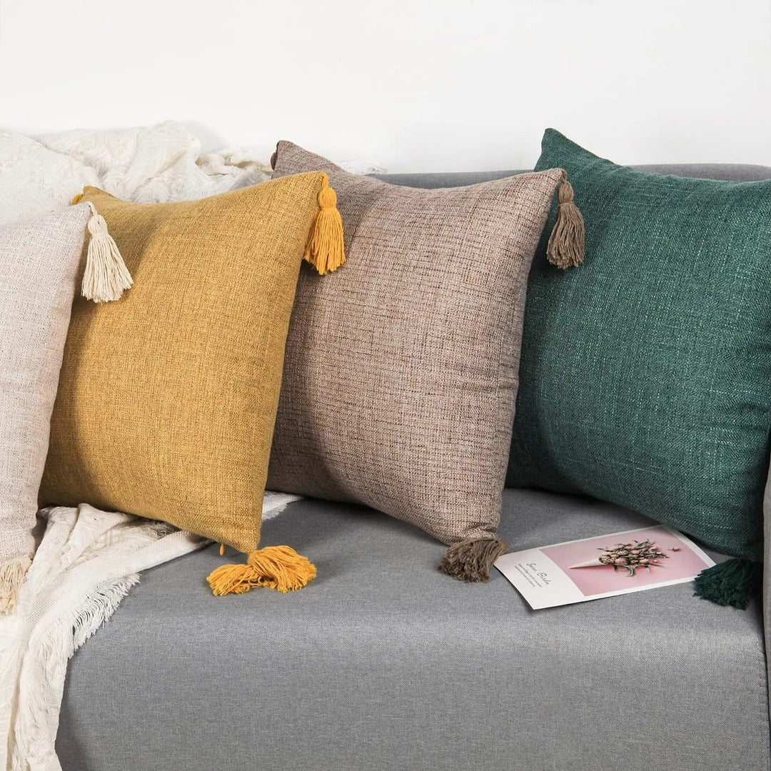 BowLift | ImperialRest Cushion Cover - Elegant Linen Cushion Cover with Playful Tassels for Any Space