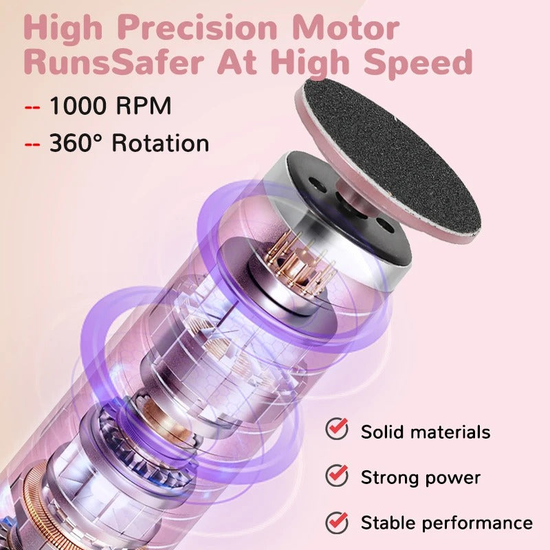 BowLift | 2-in-1 Electric Foot & Hand Care Tool | Callus Remover & Nail Polisher for At-Home Pedicures