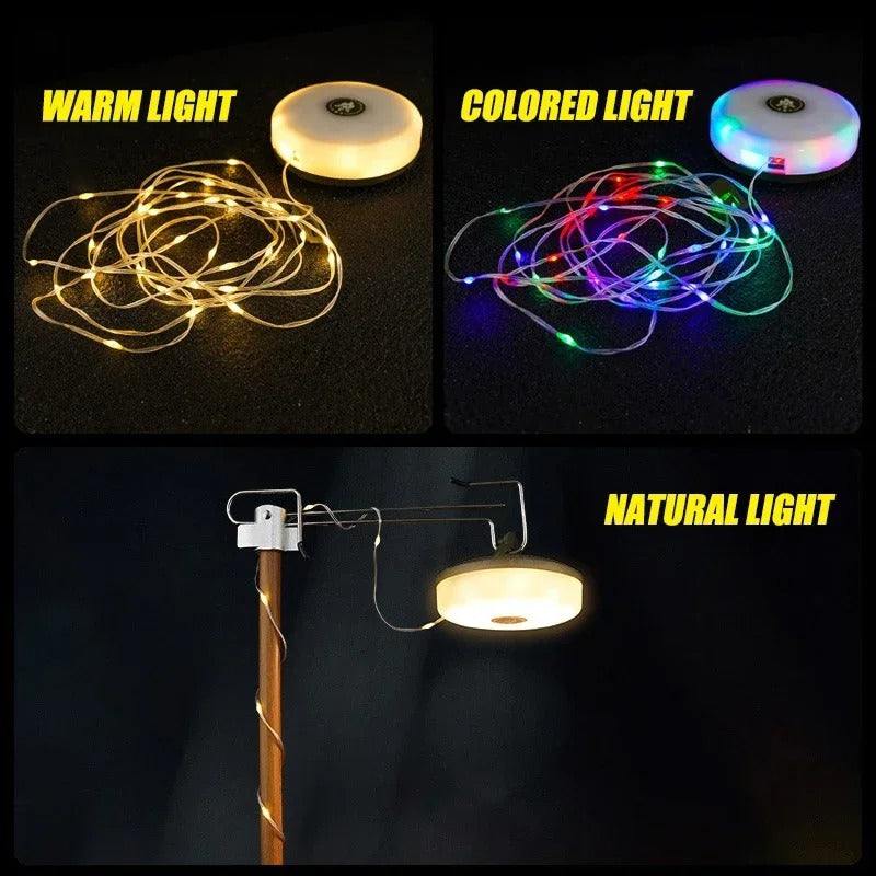 BowLift | CampBeam LED Outdoor String Lights – Rechargeable Waterproof Lights with Magnetic Hooks & 5 Lighting Modes