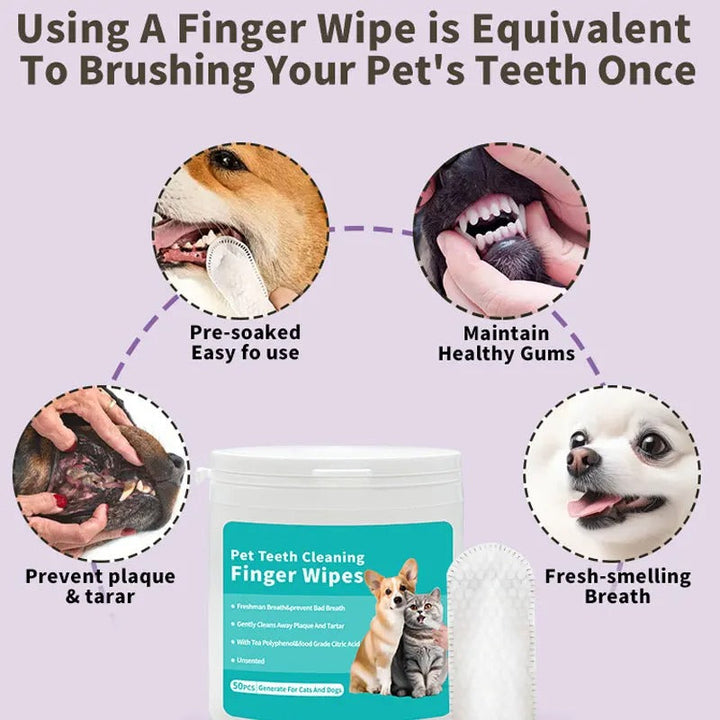 Tooth Cleaning Finger Wipes for Pets Bowlift