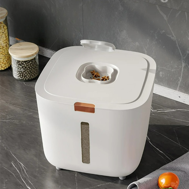 StockClick – Airtight dispenser box with measuring cup for rice and grains (5 or 10 kg) | Bowlift
