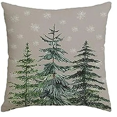 BowLift | Christmas Cushion Cover - Festive Cushion Cover with Christmas Tree and Winter Theme - Green 45x45 cm