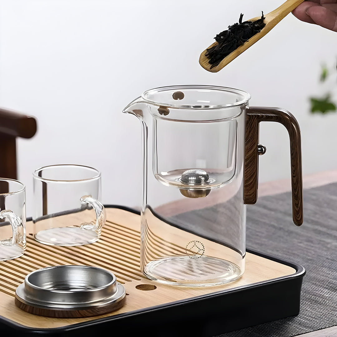 TranquilSip Teekanne – Magnetic Switch Filter Glass Teapot | Bowlift