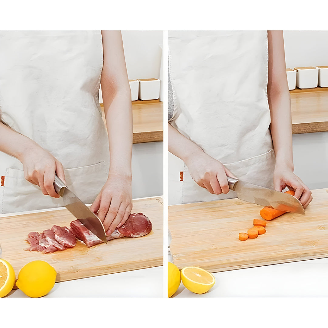 SliceNest Cutting Board – Natural Bamboo Cutting Board with Handle | Bowlift