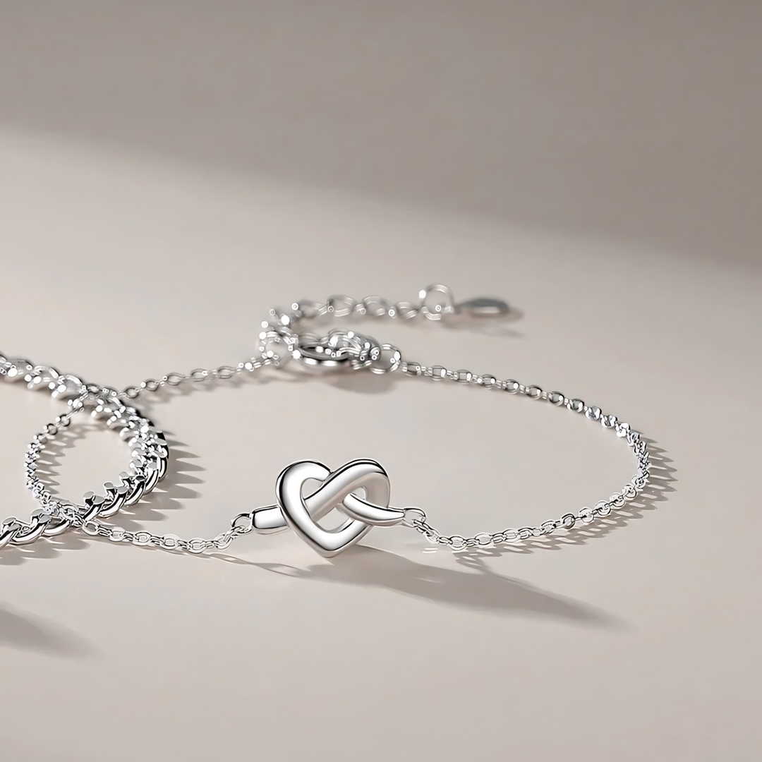 BowLift | S925 Dainty Heart Knot Love Bracelet