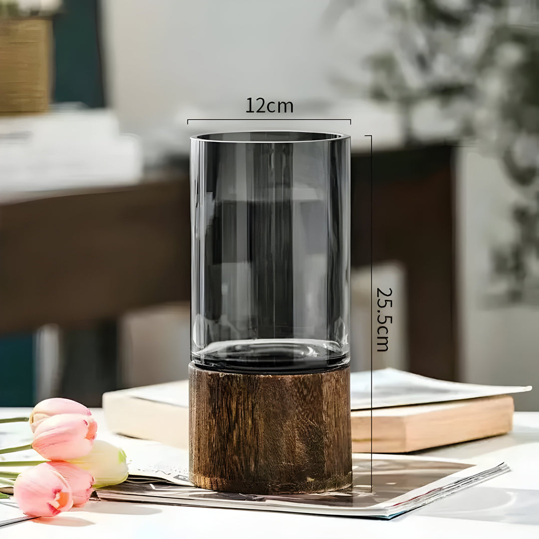 TranquilBowliftoom Vase – European Hydroponics Wood and Glass Vase | Bowlift