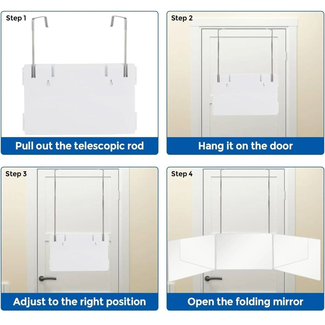 BowLift | Foldable 3-way mirror with hook for make-up, hair styling & shaving