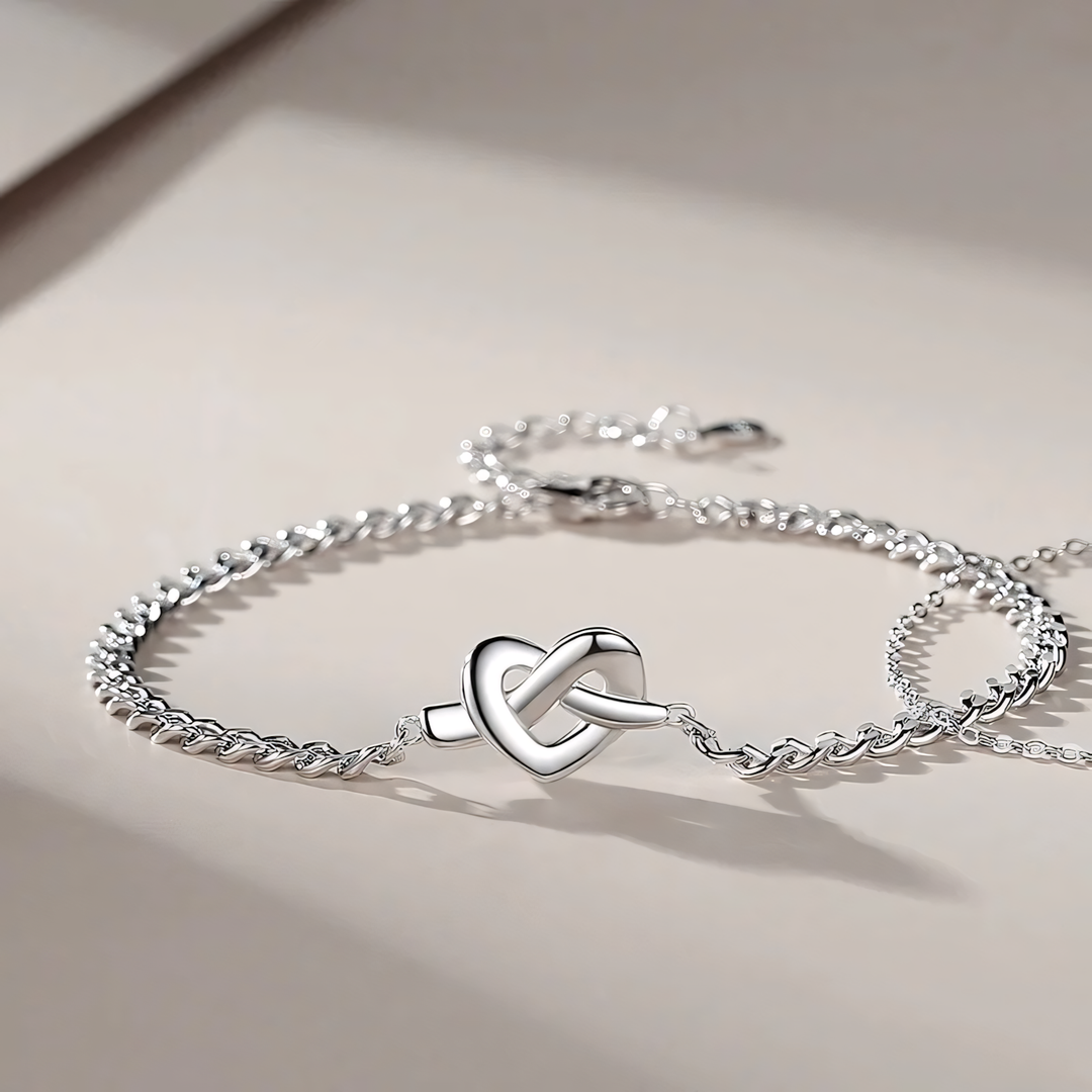 BowLift | S925 Dainty Heart Knot Love Bracelet