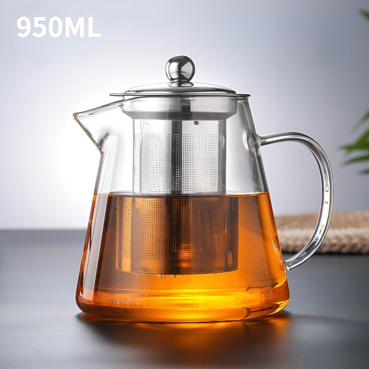 BowLift | Teekanne Claritéa | Borosilicate glass | With stainless steel filter & wooden lid | Heat resistant & dishwasher safe