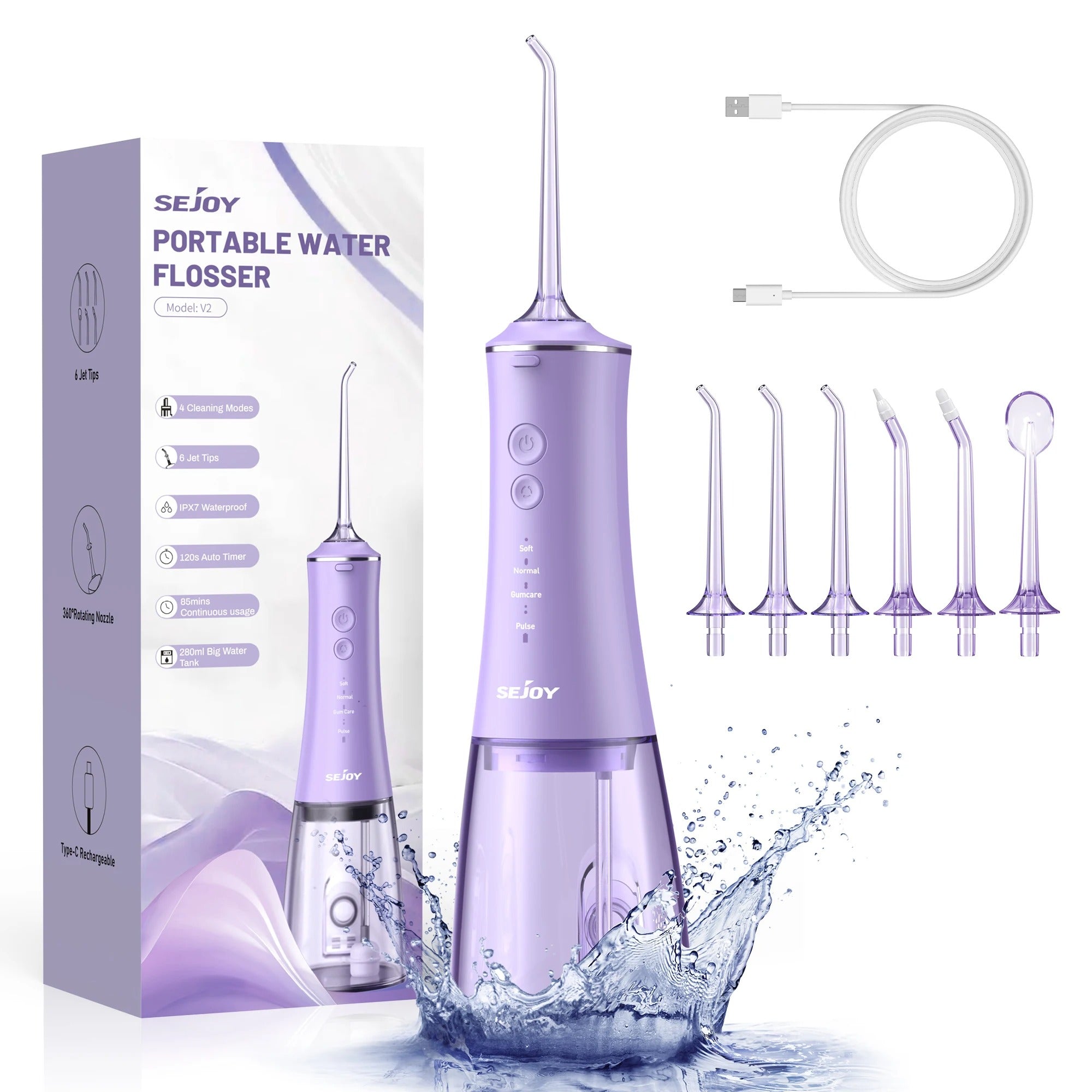 BowLift | Dental Water Flosser | Rechargeable with 4 Modes & Interchangeable Nozzles for Deep Cleaning and Gum Health