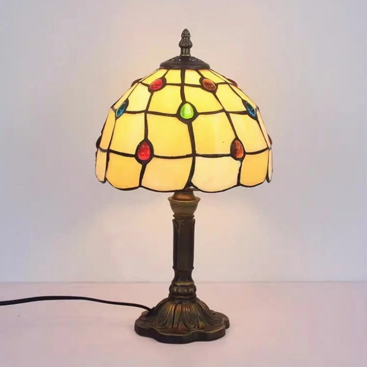 Vintage Tiffany Glass Retro Baroque LED Table Lamp E27 Bowlift