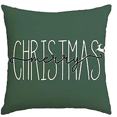 BowLift | MerryCushion – Green Cushion Cover with Festive Christmas Print 45x45 cm