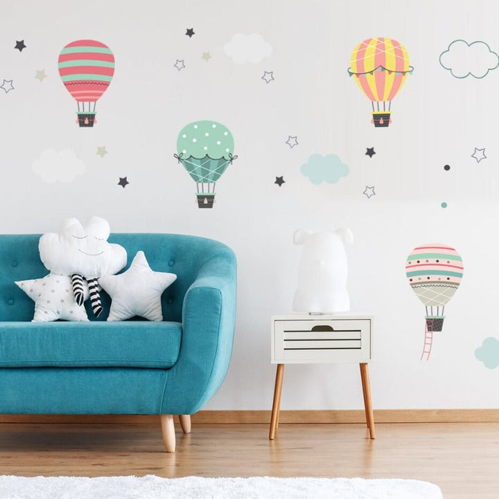 Pastel Hot Air Balloon Clouds - Removable Wall Decal | Bowlift