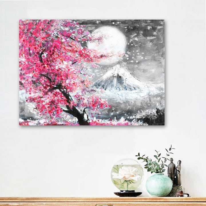 Japanese Sakura Cherry Blossom Tree - Canvas Wall Art Print | Bowlift