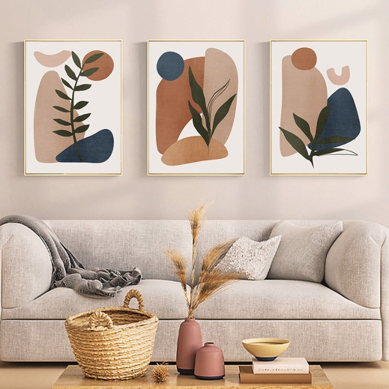 Minimalist Abstract Green Leaf Bohemia - Canvas Wall Art Print | Bowlift