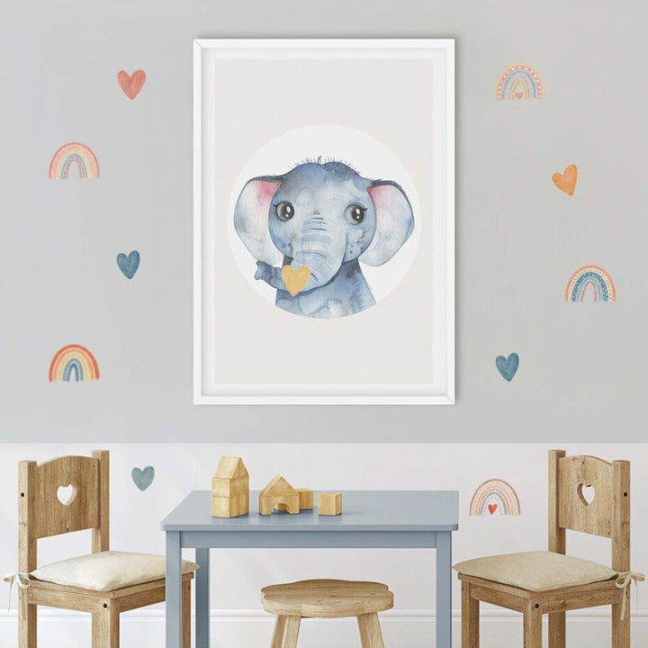 Cute Colorful Rainbow Heart - Removable Wall Decal | Bowlift