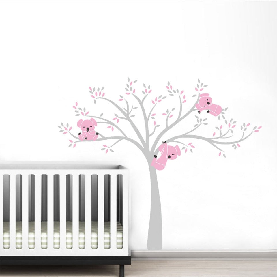 Koala Family on White Tree Branch - Removable Wall Decal | Bowlift
