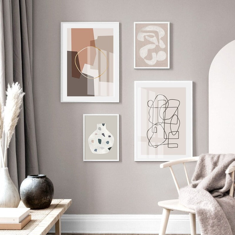 Modern Neutral Abstract Line Art  - Canvas Wall Art Print | Bowlift